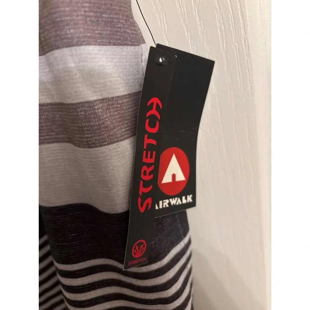 Airwalk Mens Charcoal Gray Striped Board Shorts Swim Trunks XL New NWT Stretch